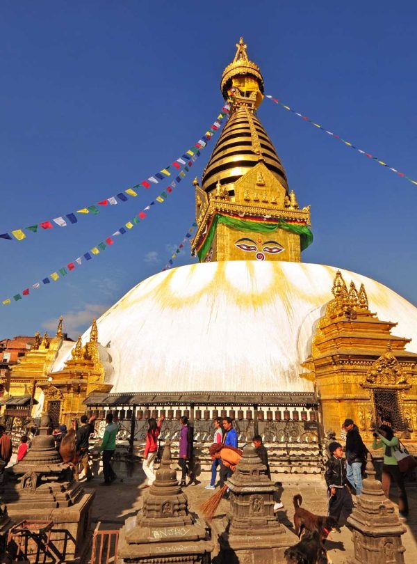 Sightseeing Kathmandu Durbar Square, Swayambhunath Stupa, Pashupatinath Temple, and Boudhanath Stupa on a cultural city tour in Nepal.