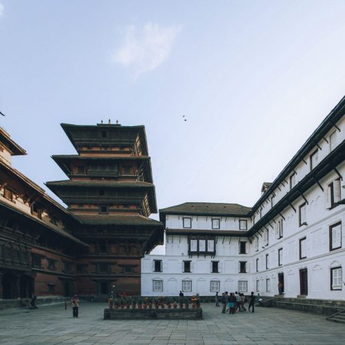 Stunning courtyard with traditional Nepalese architecture showcasing rich historical design.